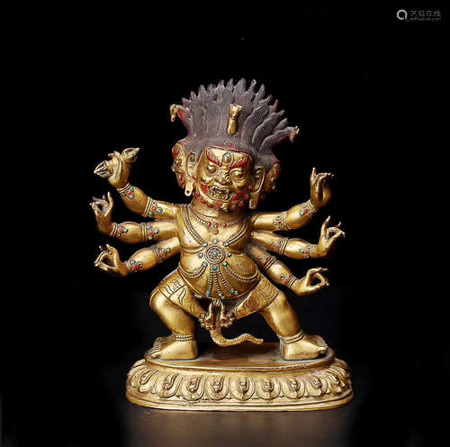 A BRONZE MAHAKALA DESIGN FIGURE, MING DYNASTY