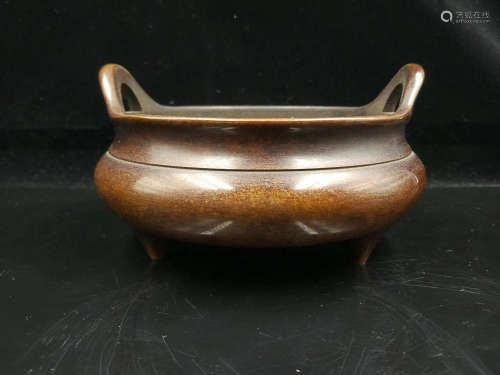 A DOUBLE EAR COPPER CENSER, MING DYNASTY