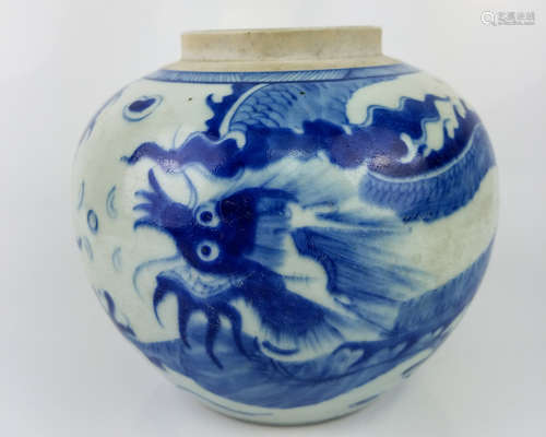 A BLUE AND WHITE JAR