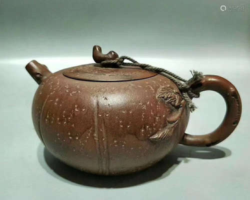 A MELON SHAPED ZISHA TEAPOT