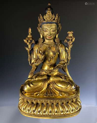 Large Gilt Bronze Figure of Bodhisattva with Mark
