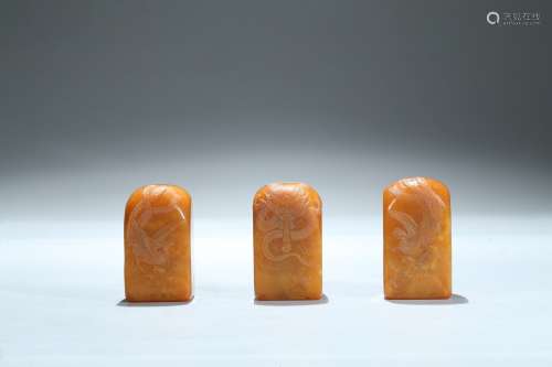 A group of three Tianhuang soapstone seals