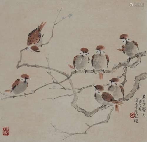 Xu Beihong: color and ink on paper 'birds painting