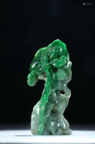 A jadeite carving of lingzhi and rockwork