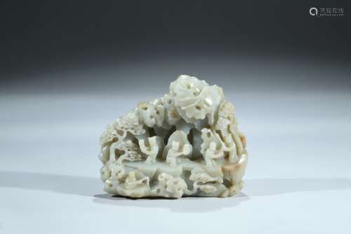 A white jade 'boys' boulder