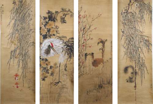 Xu Gu: A set of four ink on silk paintings