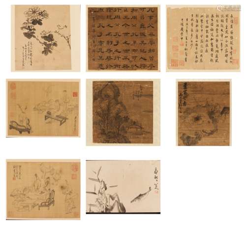 Various artists: group of eight calligraphies and paintings