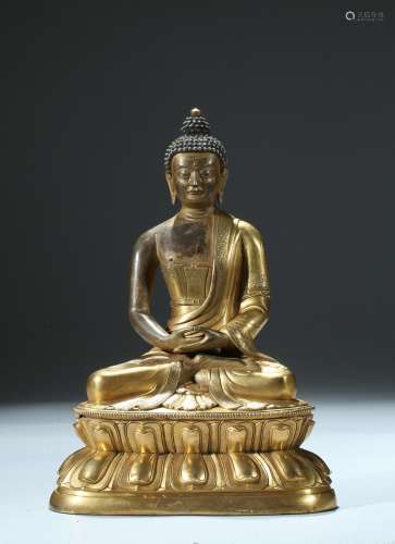 A gilt bronze figure of Amitayus