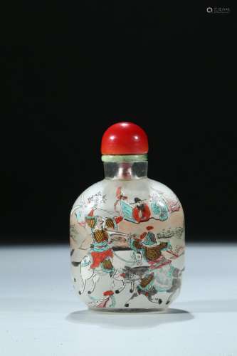 Yong Shoutian: inside-painted glass 'warriors' snuff bottle