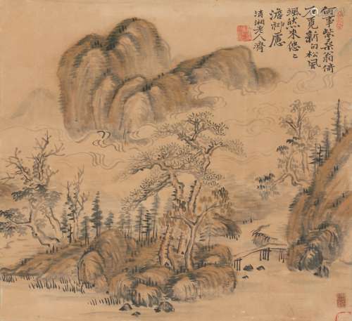 Shi Tao: color and ink on paper 'landscape' painting