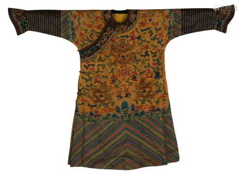 An Imperial 'Apricot-yellow' gauze dragon robe Jifu
