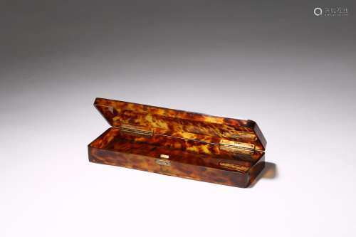 A tortoiseshell carved rectangular jewelry box