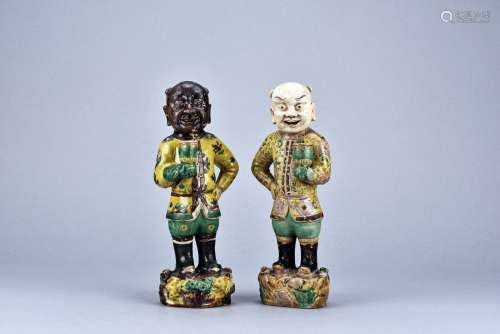 A set of two sancai 'foreign boy' figures