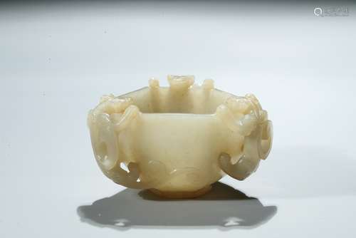 A celadon jade carved 'chilong' waterpot