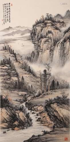 Huang Junbi: color and ink on paper 'landscape' painting