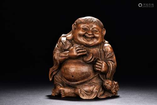 A Bamboo Carved Figure Of Liuhai And Toad