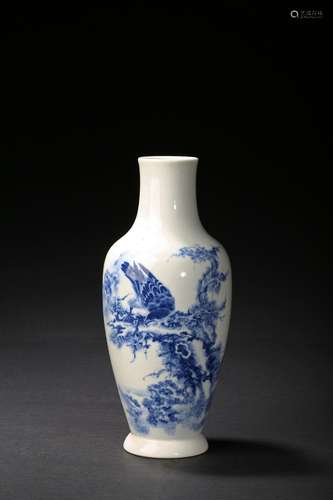 A blue and white 'pine and bird' vase