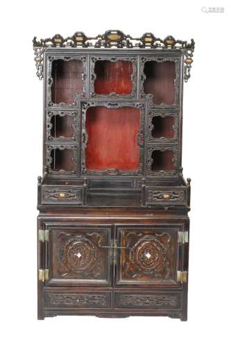 A Huanghuali and mixed wood altar cabinet
