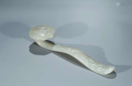 A white jade 'figures and landscape' ruyi scepter