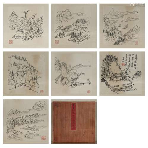 Huang Binhong: ink on paper 'landscape' album paintings
