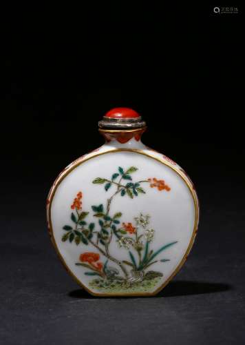A famille rose 'flower and poem' snuff bottle