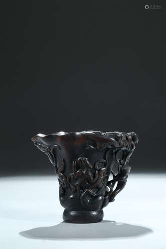 An agarwood carved 'chilong' libation cup