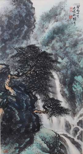Li Xiongcai: color and ink on paper 'landscape' painting