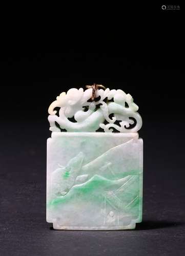 A jadeite carved 'buffalo' plaque