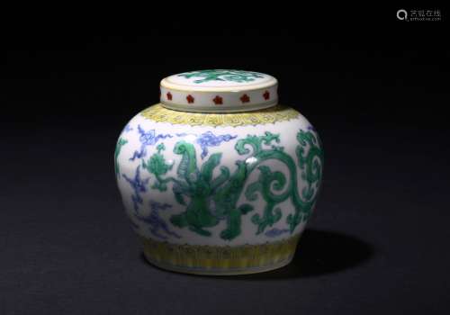 A Doucai 'mythical dragon' jar and cover