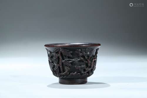 A Zitan Carved Wine Cup