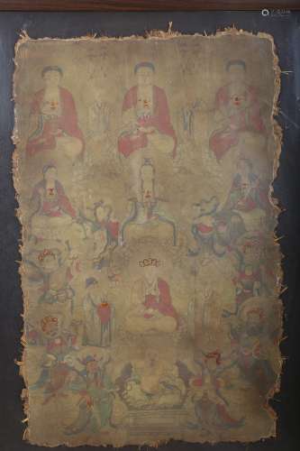 A painted 'guanyin and bodhisattva' wall painting
