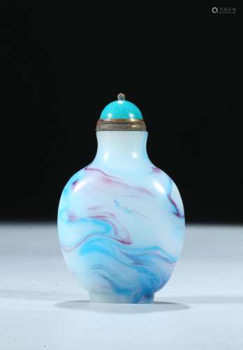 A glass multi-color 'cloud' snuff bottle