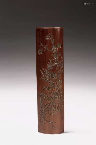 A bamboo incised 'plants' wristrest
