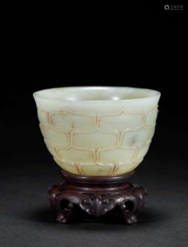 A white jade 'lotus' wine cup