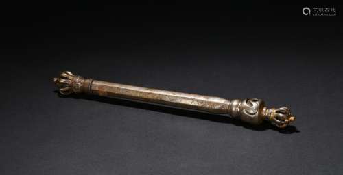 A Tibetan silvery iron scepter khatvanga