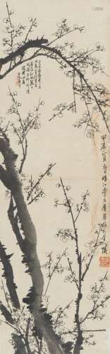 Li FangYing: ink on paper 'plum blossom' painting