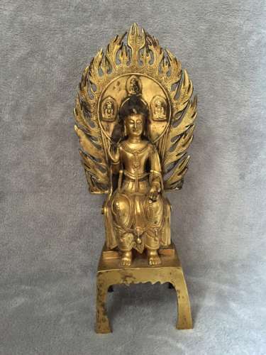 BRONZE GOLD GILT BUDDHA FIGURE