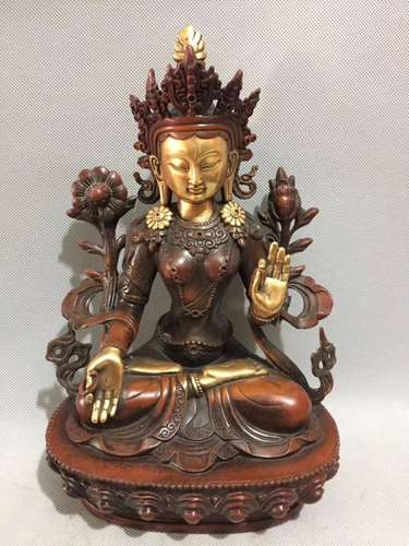 PORPHYRY COPPER GOLD GILT DUMU BUDDHA FIGURE