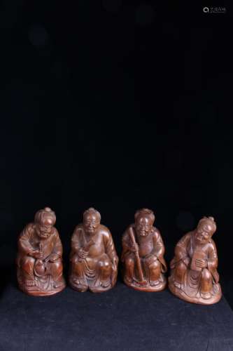 BAMBOO CARVED CHARACTER DECORATION (FOUR)