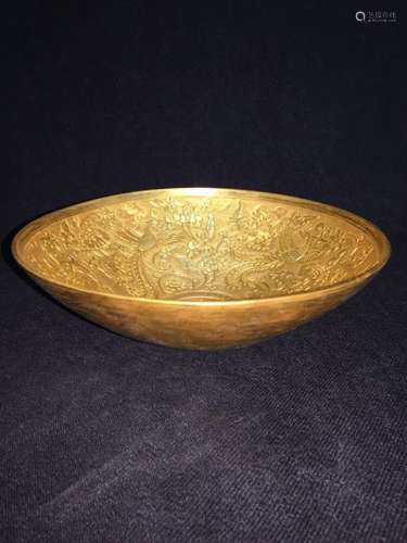 BRONZE GOLD GILT FLOWER BOWL