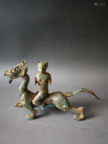 BRONZE CHARACTER WITH DRAGON