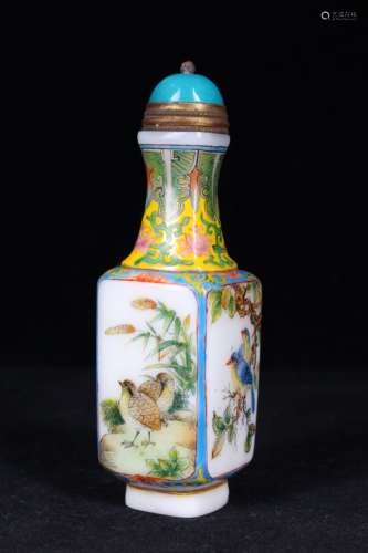 GLASSWARE COLOR ENAMEL SNUFF BOTTLE