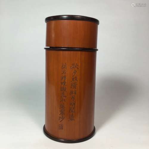 BAMBOO CARVED TEA CADDY