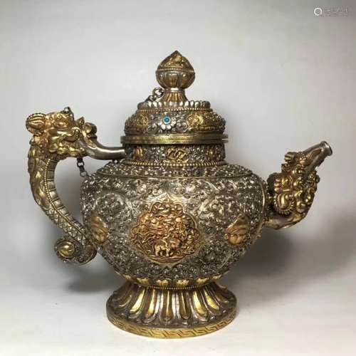 NEPAL CUPRONICKEL GOLD GILT POT