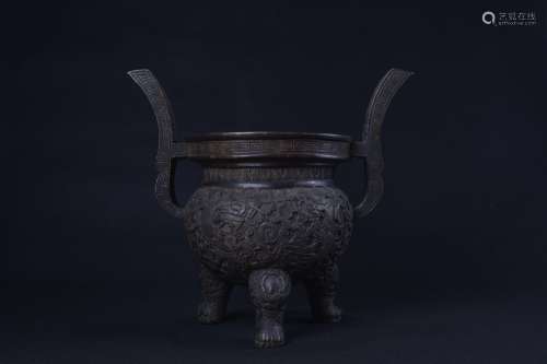 TRIPODIA DRAGON GRAIN BRONZE CENSER