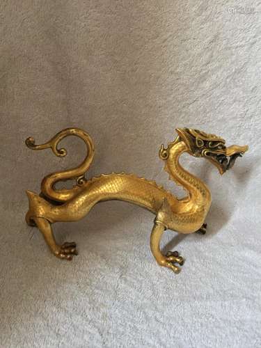 BRONZE GOLD GILT DRAGON