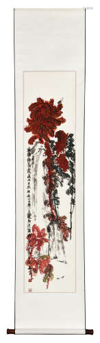 SHEN YUANSEN: INK AND COLOR ON PAPER PAINTING 'FALL LEAVES'
