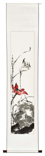 SHEN YUANSEN: INK AND COLOR ON PAPER PAINTING 'LOTUS FLOWER'