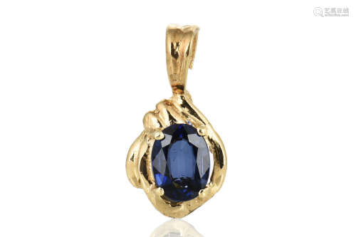 14K YG SAPPHIRE PENDANT