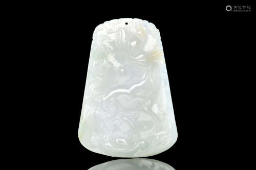 JADEITE CARVED PENDANT WITH CERTIFICATE